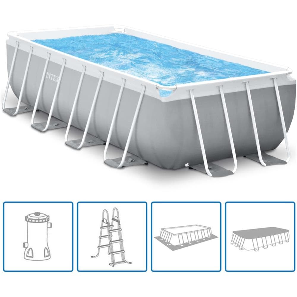 INTEX Set Piscina Rettangolare Prism Frame 488x244x107 Cm
