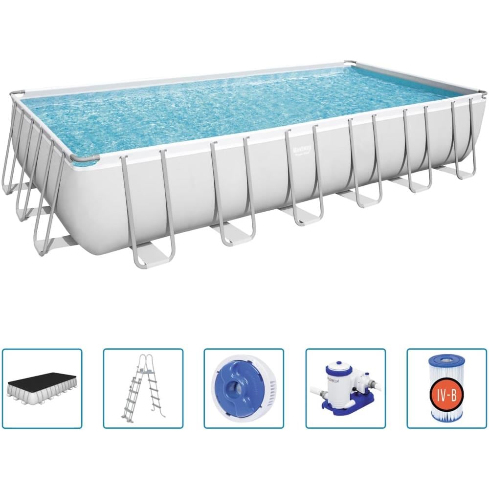 BESTWAY Set Piscina Power Steel Rettangolare 732x366x132 Cm