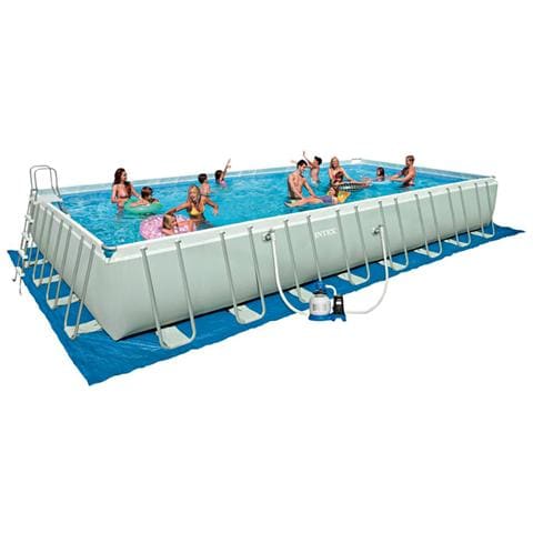 INTEX Piscina Ultra Frame Rettangolare con Pompa a Sabbia Telo Base Telo di Copertura e Scala