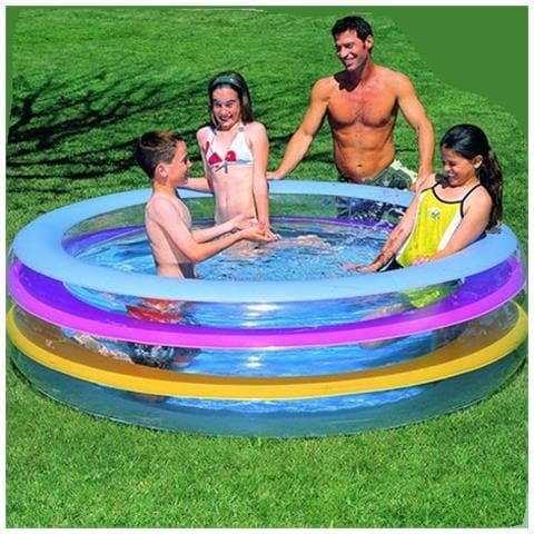 TrAdE shop Traesio® Piscina Gonfiabile Rotonda Fuori Terra 3 Anelli In Vinile 152 X 51 Cm