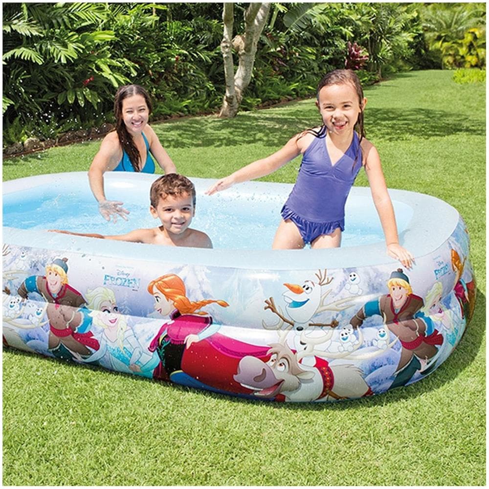TrAdE shop Traesio® Piscina Gonfiabile Bambini Disney Frozen 2 Anelli 262 X 175 X 56 Cm Da Giardino