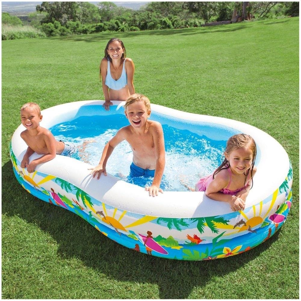 TrAdE shop Traesio® Piscina Gonfiabile Paradise 262 X 160 X 46 Cm 2 Anelli Terrazzo Giardino