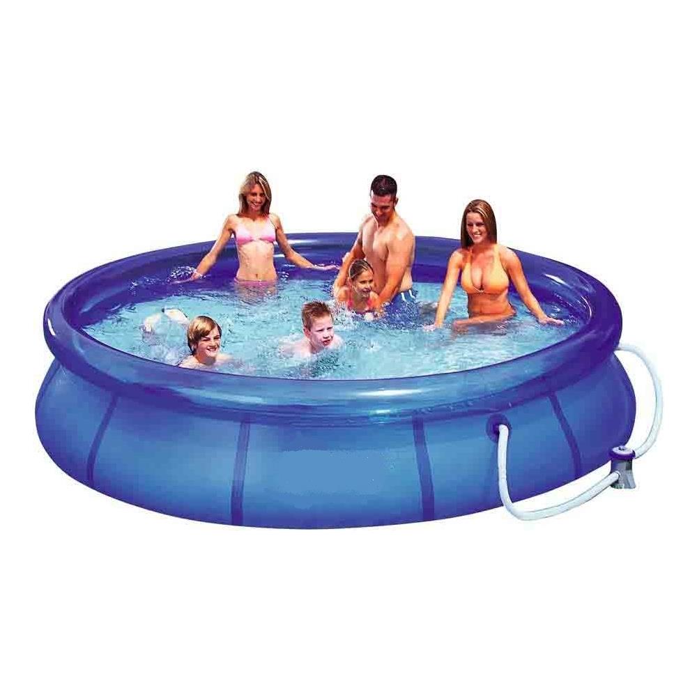 TrAdE shop Traesio® Piscina Gonfiabile Tonda 366 X 76 Cm Pompa Filtrante E Kit Di Riparazione