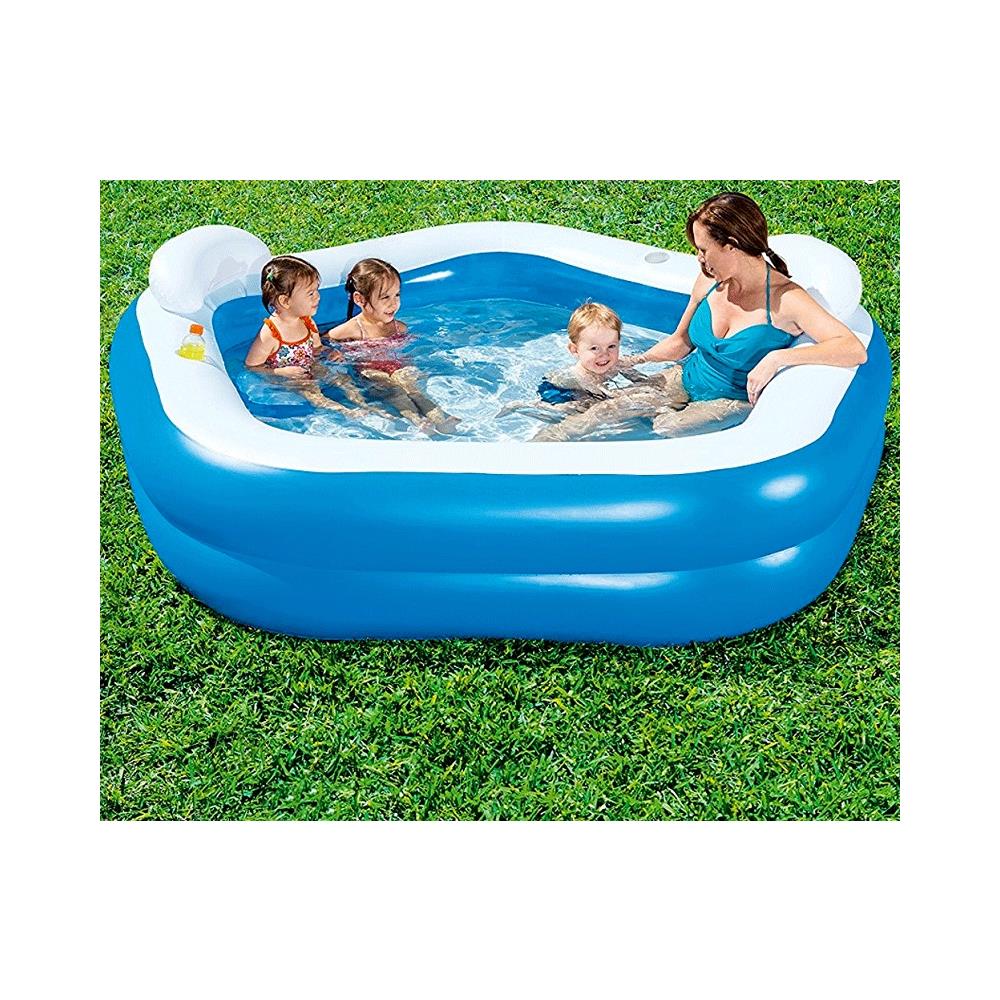 TrAdE shop Traesio® Piscina Gonfiabile Fuoriterra 213 X 207 X 69 Cm Con Portabicchieri Cuscini