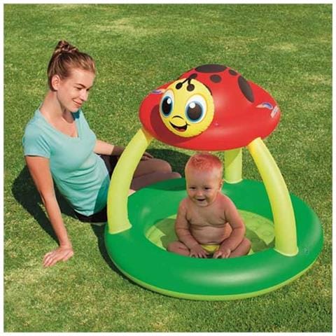 TrAdE shop Traesio® Piscina Gonfiabile Coccinella Con Parasole 91 X 84 Cm 23 L Per Bambini