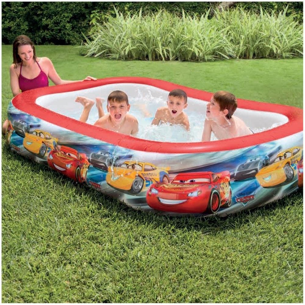 TrAdE shop Traesio® Piscina Gonfiabile Bambini Disney Cars 2 Anelli 262 X 175 X 56 Cm Da Giardino