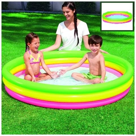 TrAdE shop Traesio® Piscina Gonfiabile Arcobaleno A 3 Anelli Colorati 152 X 30 Cm Fuori Terra
