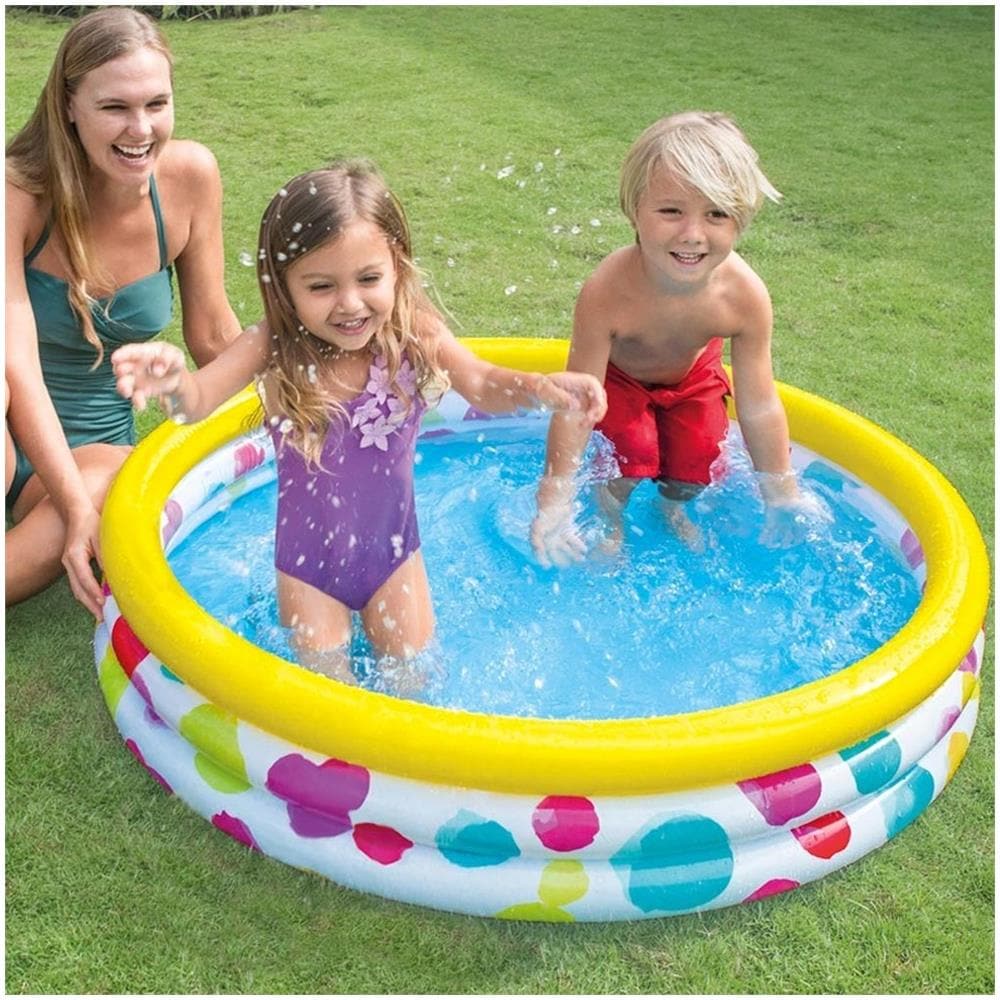 TrAdE shop Traesio® Piscina Gonfiabile Per Bambini 3 Anelli 114 X 25 Cm Giardino Terrazzo 132 Lt
