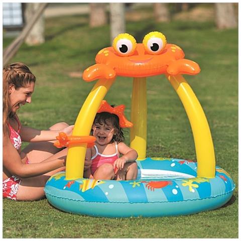 TrAdE shop Traesio® Piscina Gonfiabile Con Parasole 100x95cm Forma Granchio Per Bambini Da Giardino