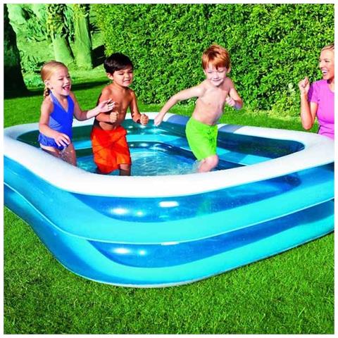 TrAdE shop Traesio® Piscina Gonfiabile Baby Bambino 3 Anelli Gioco Acqua Family 269 X 175 Cm