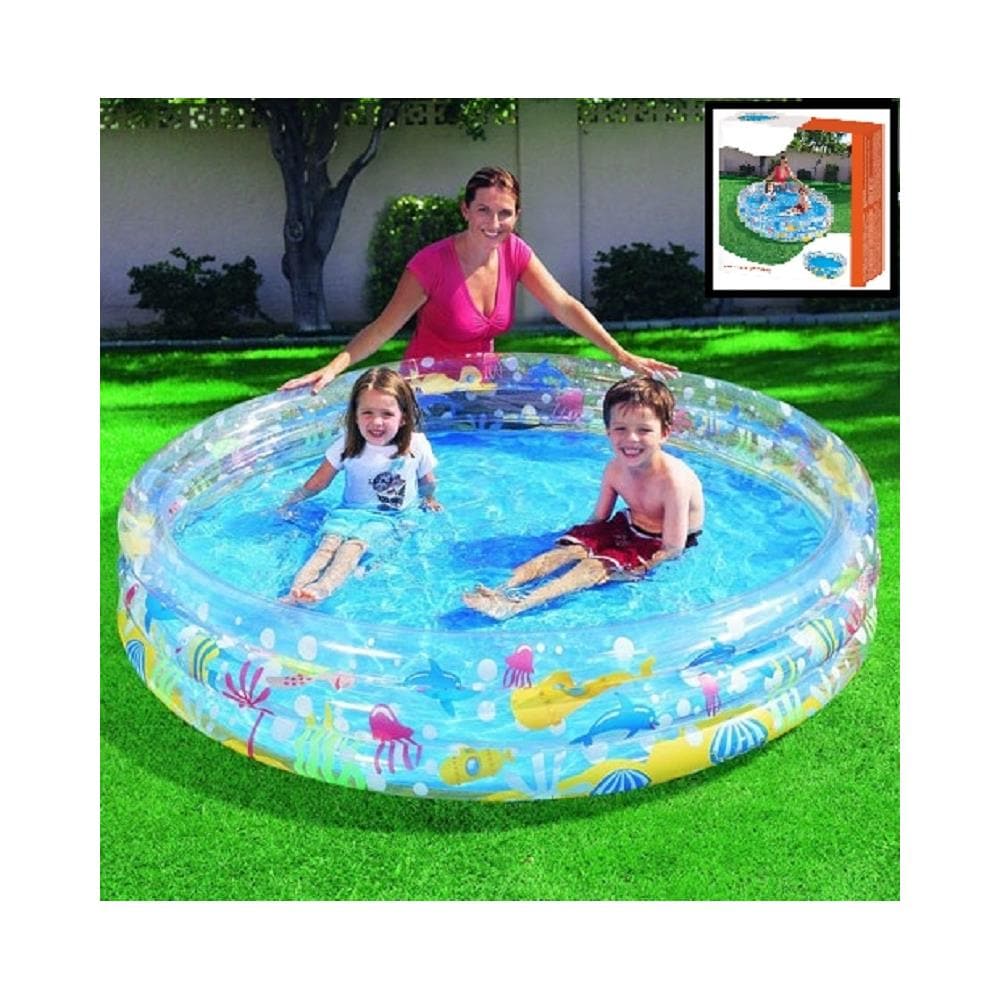 TrAdE shop Traesio® Piscina Gonfiabile Acquario 3 Anelli 183 X 33 Cm Rotonda Giardino Fuori Terra