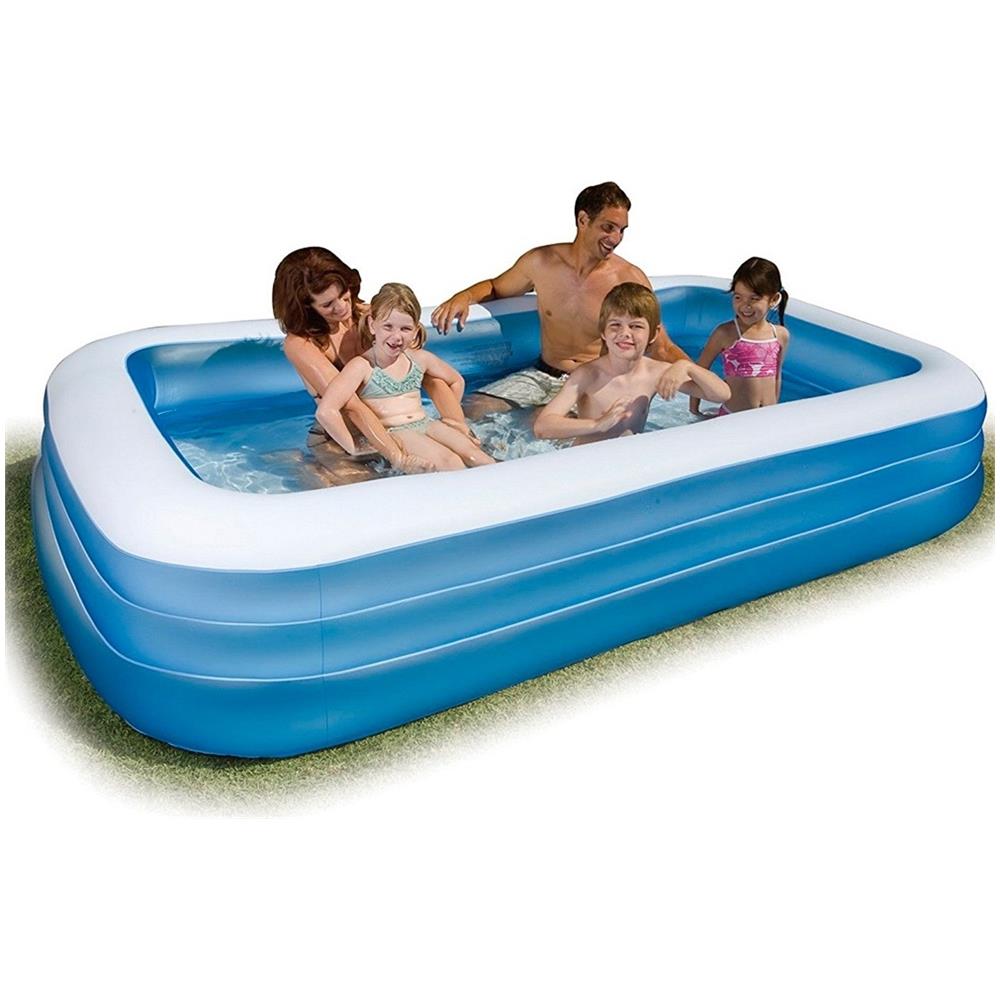 TrAdE shop Traesio® Piscina Gonfiabile Rettangolare 305 X 183 X 56 Cm Giardino Piscina Family