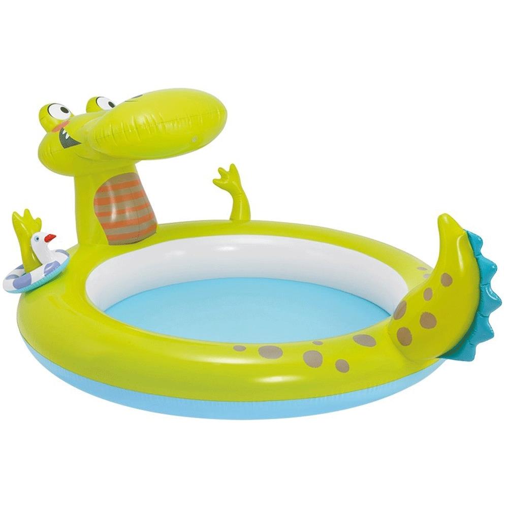 TrAdE shop Traesio® Piscina Gonfiabile Per Bambini Coccodrillo Con Spruzzo 198 X 160 X 91 Cm Giochi