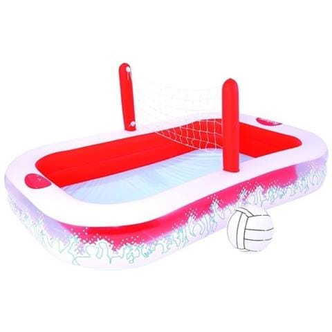 TrAdE shop Traesio® Piscina Gonfiabile Con Rete Gioco Pallavolo E Pallone 254 X 168 X 97 Cm
