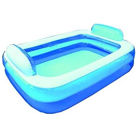 TrAdE shop Traesio® Piscina Rettangolare Gonfiabile Con Poggiatesta 266 X 175 X 50 Cm 2 Camere Aria