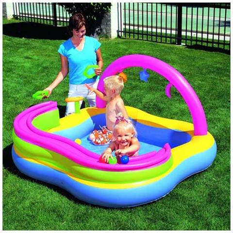 TrAdE shop Traesio® Piscina Gonfiabile Play Center Bambini Con Giochi 159 X 159 X 89 Cm Vinile