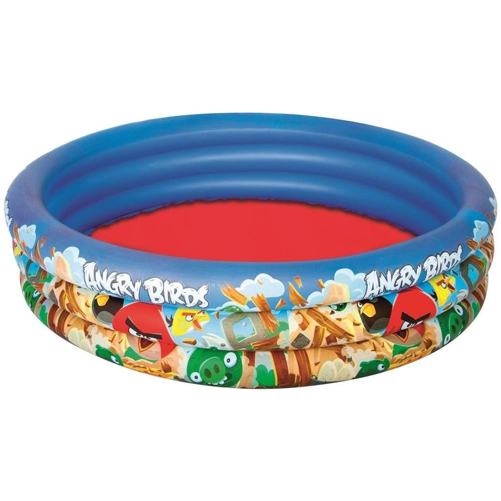 TrAdE shop Traesio® Piscina 3 Anelli Angry Birds 152 X 30 Cm Mare Piscina Gonfiabile 282 Litri