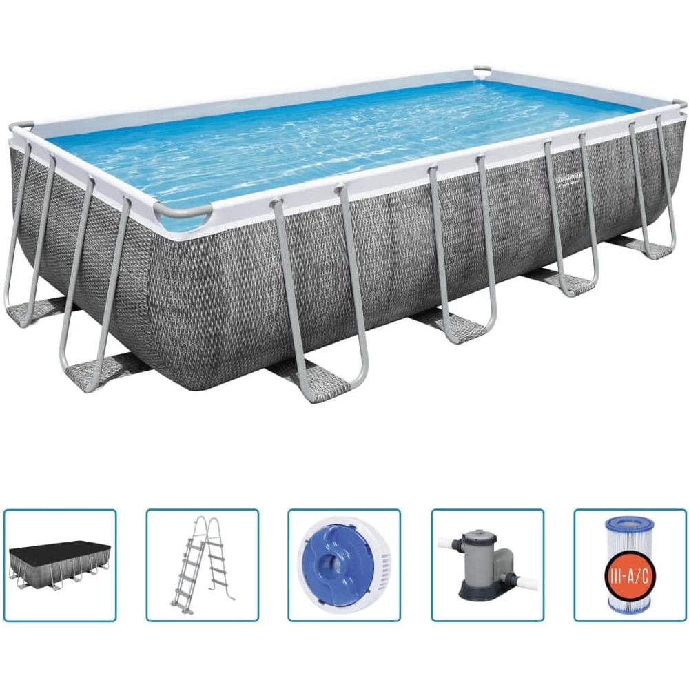 BESTWAY Set Piscina Rettangolare Power Steel 549x274x122 Cm