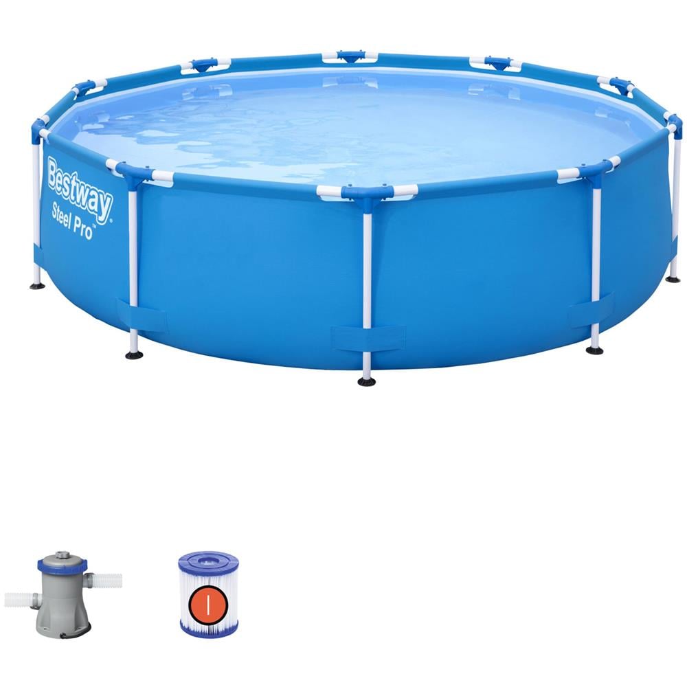 BESTWAY Piscina Fuori Terra Rotonda Bestway Steel Pro 305x76 Cm Pompa Di Filtraggio De 1.249 Litri / hora