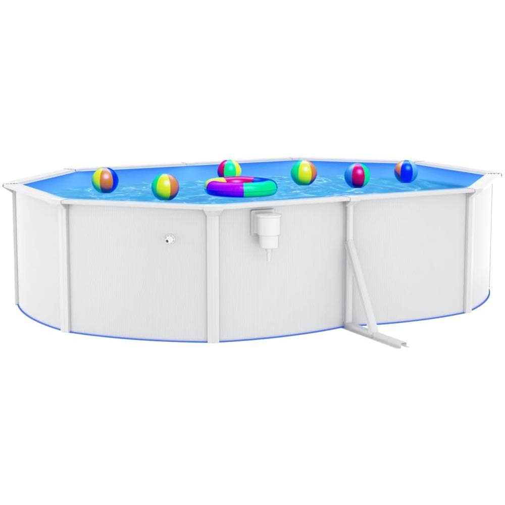 VIDAXL Piscina Con Pareti In Acciaio Ovale 490x360x120 Cm Bianca