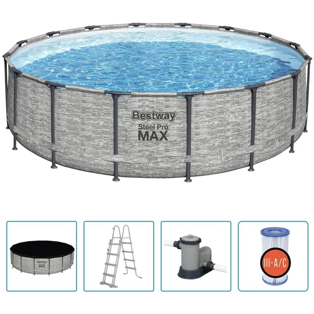 BESTWAY Piscina Power Steel Rotonda 488x122 Cm