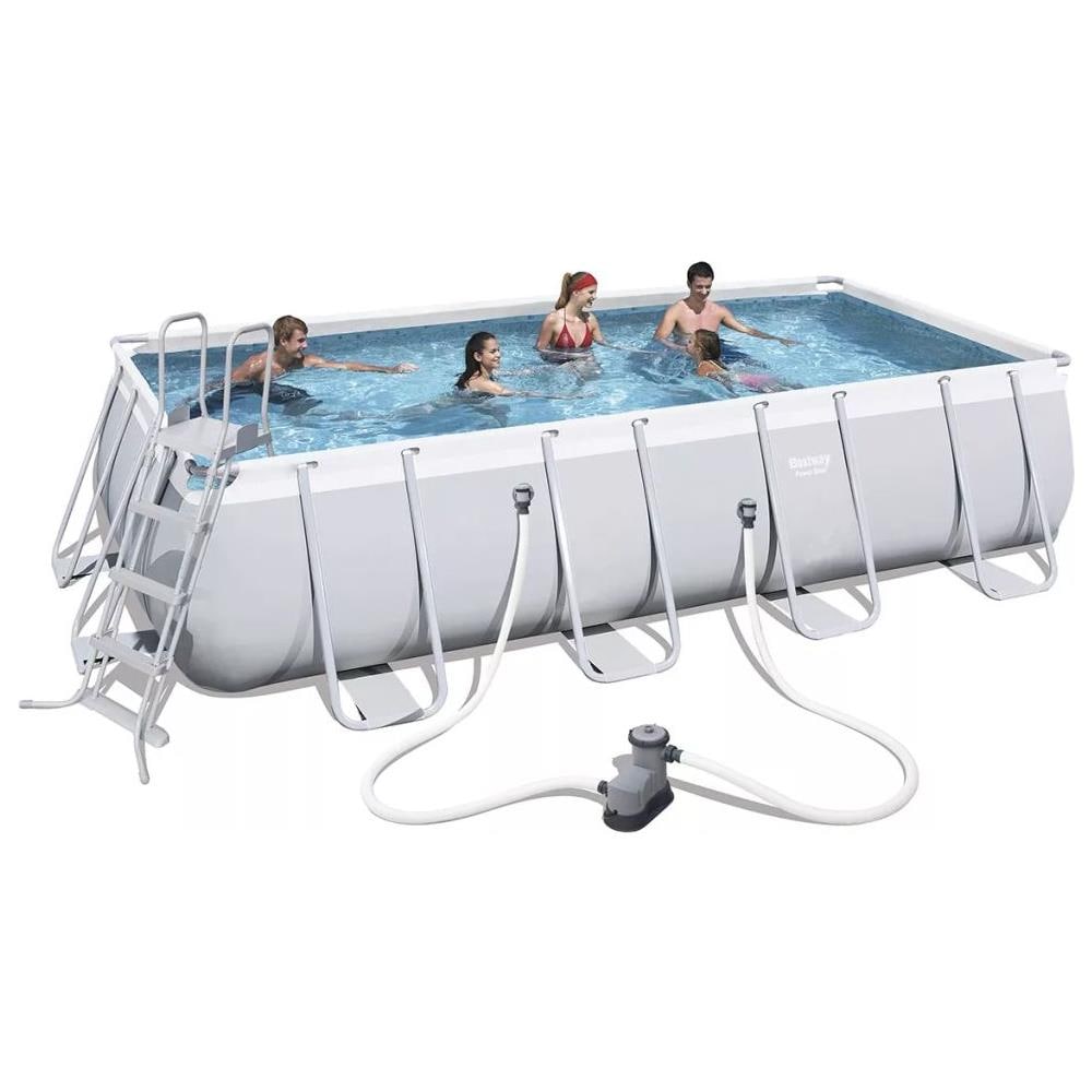 BESTWAY Set Piscina Mistral Rettangolare Grigia 549x274 cm