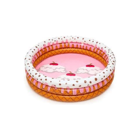 Robertagor Piscina 3 Anelli Bambini Gelato Bambini 160x38 Cm Gonfiabile Tonda Torta Bestway