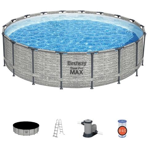 BESTWAY Piscina Con Struttura Rotonda Steel Pro Max Effetto Pietra 549x122 Cm Bestway 5618y