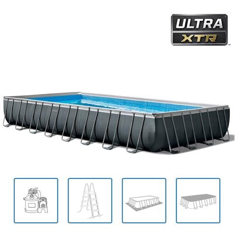 INTEX Set Piscina Ultra XTR Frame Rettangolare 975x488x132 cm