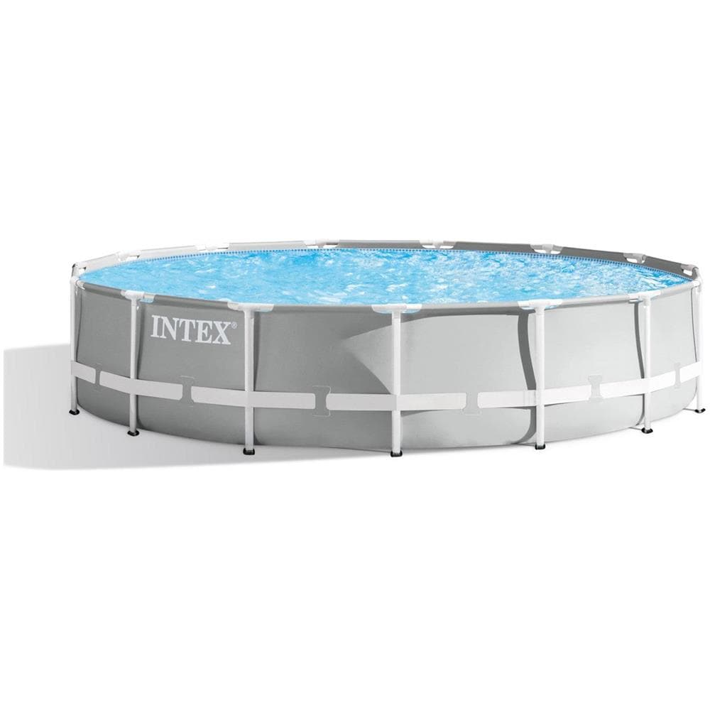 INTEX 26724NP - Piscina Rotonda Prisma Frame con Pompa Filtro 457x457x107 cm Colore Grigio