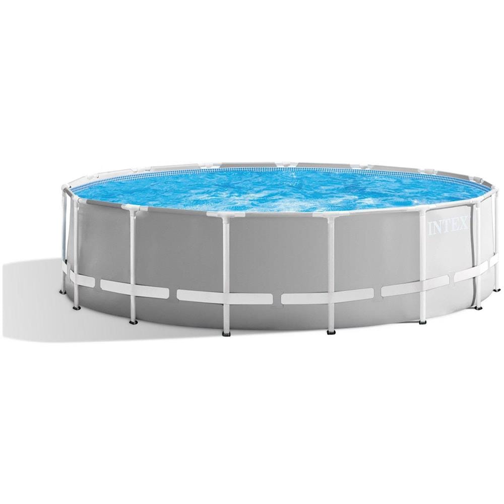 INTEX 26726NP - Piscina Rotonda Prisma Frame con Pompa Filtro Capacità 457x457x122 cm Colore Grigio
