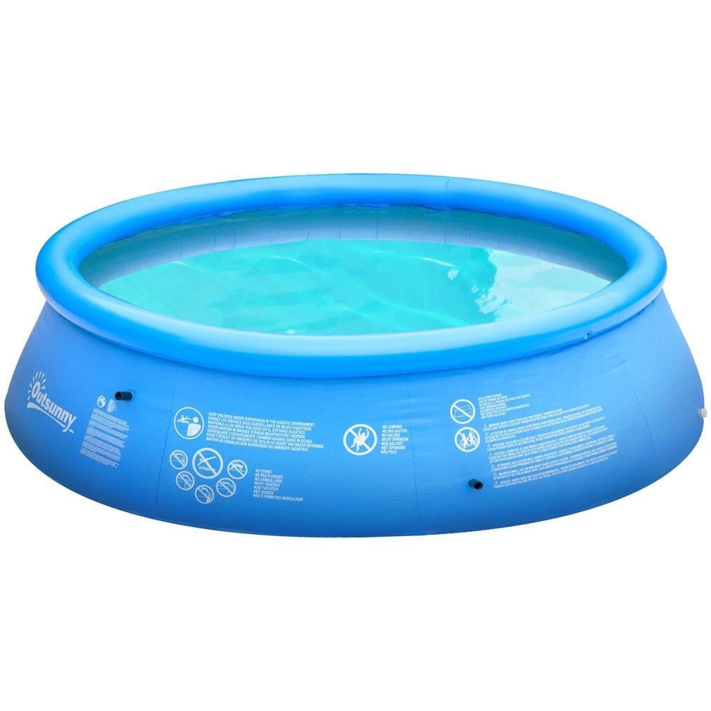 OUTSUNNY Piscina Gonfiabile per 3-4 Persone in PVC con Pompa Manuale 274x76 cm Blu