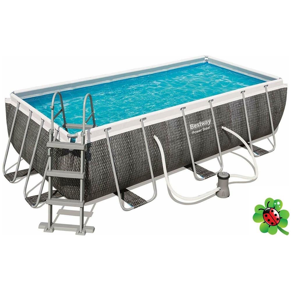 BESTWAY Piscina Fuoriterra Bestway Power Steel Rettangolare Rattan 412x201x122cm #56722