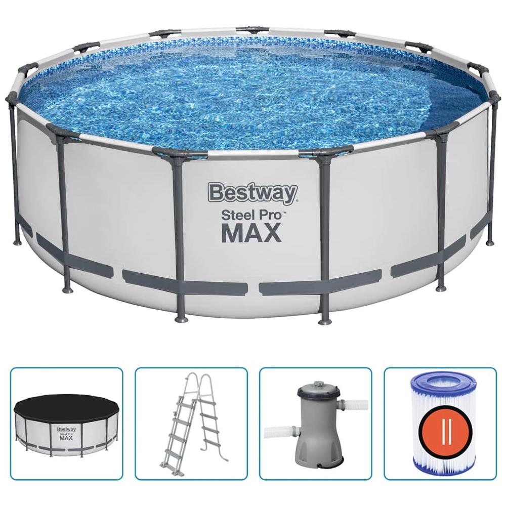 BESTWAY Set Piscina Rotonda Steel Pro Max 396x122 Cm