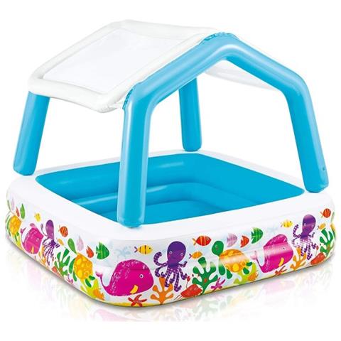 TrAdE Shop Traesio Trade Shop - Piscina Acquario Parasole Rimovibile Multicolore Gonfiabile 157x157x122cm 57470