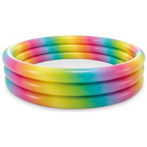 TrAdE Shop Traesio Trade Shop - Piscina Arcobaleno 168x38cm Grande 3 Anelli Gonfiabile Multicolore Giardino 58449