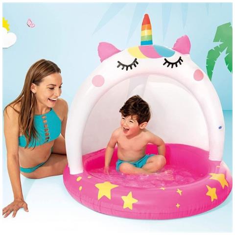 TrAdE Shop Traesio Trade Shop - Piscina Baby Pool Caticorn 102x102cm Gioco Estivo Gonfiabile Per Bambini 58438
