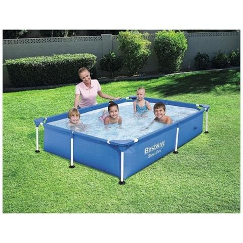 TrAdE Shop Traesio Trade Shop - Piscina Con Bordi Rettangolare 1200 Lt Fuori Terra Steel Pro 221x150x43cm 56401