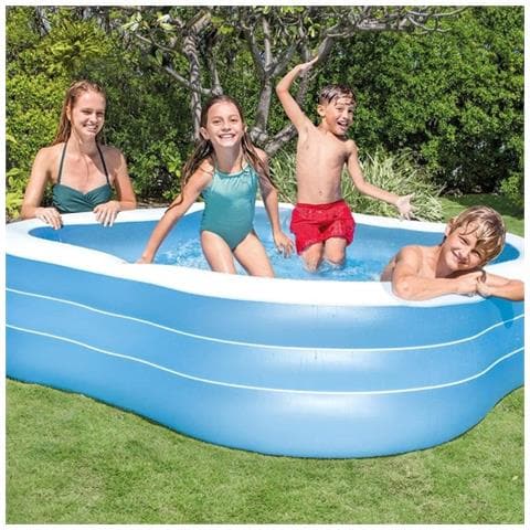TrAdE Shop Traesio Trade Shop - Piscina Family Quadrata Gonfiabile A Tre Anelli 229 X 229 X 56 Cm Giardino 57495