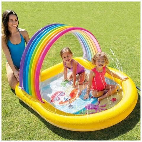 TrAdE Shop Traesio Trade Shop - Piscina Gonfiabile Baby 2+anni Arcobaleno 147x130x86cm Con Spruzzi Parasole 57156