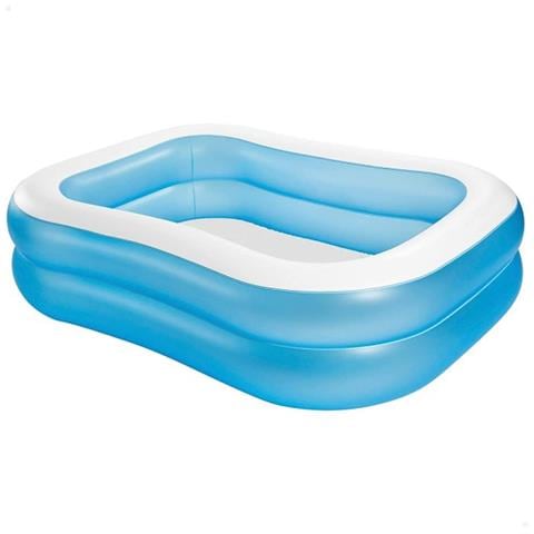 TrAdE Shop Traesio Trade Shop - Piscina Rettangolare Gonfiabile Family 2 Anelli 203x152x48 Cm 540lt Estate 57180