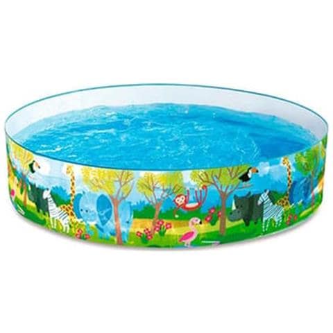 TRADE SHOP TRAESIO Piscina Rotonda Gonfiabile 183x38 Cm Decorazione Safari Bambini Giardino Estate