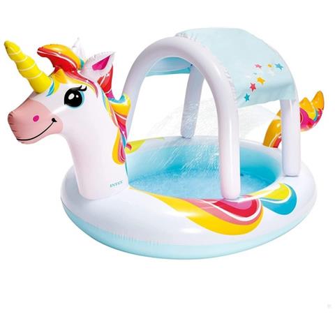 TrAdE Shop Traesio Trade Shop - Piscina Spruzzo Baldacchino Forma Unicorno Gonfiabile 254x132x109cm Bambini 58435