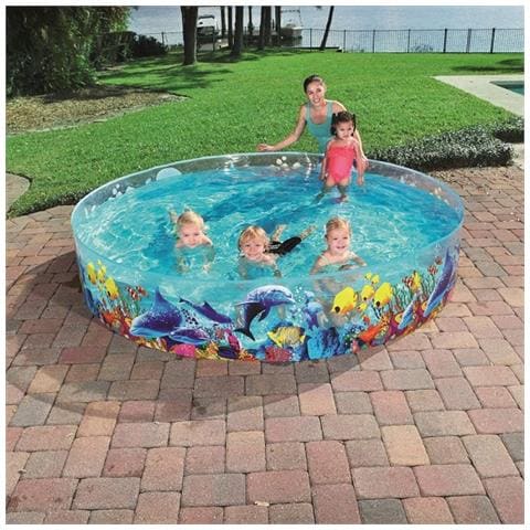 TrAdE Shop Traesio Trade Shop - Piscinetta Piscina Rigida Pvc Per Bambini 3 Anni+ Fantasia Marina 244x46cm 55031