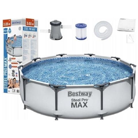 TrAdE Shop Traesio Trade Shop - Set Piscina Fuori Terra Rotonda Steel Pro Max 366x76cm 6473lt Pompa Filtro 56416